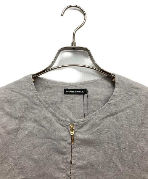 NOMBRE IMPAIR（ノンブルアンペール）NOMBRE IMPAIR (ノンブルアンペール) リネンノーカラージャケット ベージュ サイズ:F 未使用品の古着・服飾アイテム