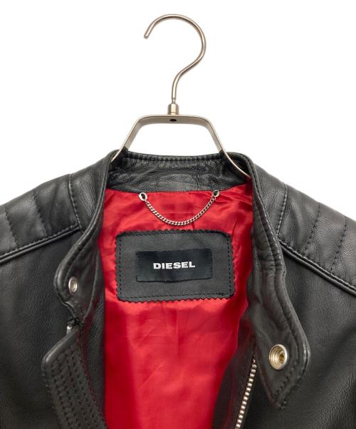 DIESEL（ディーゼル）DIESEL (ディーゼル) ラムレザーシングルライダースジャケット ブラック サイズ:Sの古着・服飾アイテム