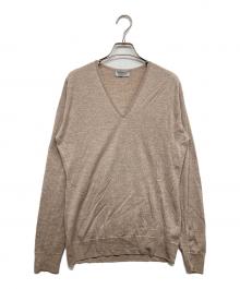 JOHN SMEDLEY（ジョンスメドレー）の古着「Vネックニット」｜ベージュ