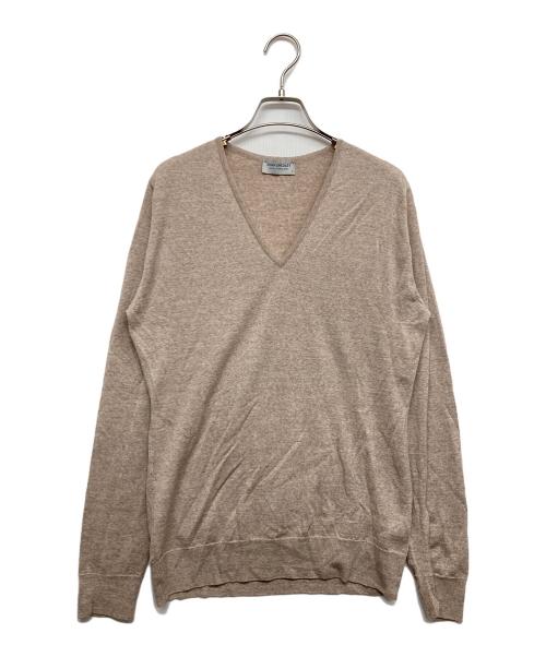 JOHN SMEDLEY（ジョンスメドレー）JOHN SMEDLEY (ジョンスメドレー) Vネックニット ベージュ サイズ:Lの古着・服飾アイテム