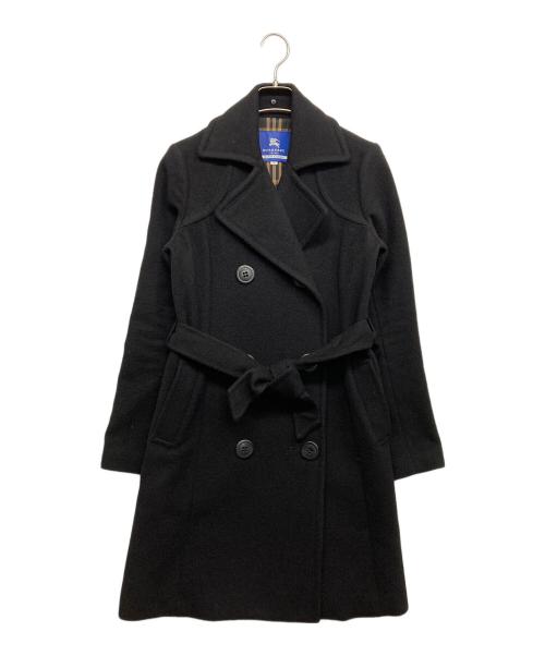 BURBERRY BLUE LABEL（バーバリーロンドンブルーレーベル）BURBERRY BLUE LABEL (バーバリーロンドンブルーレーベル) アンゴラ混コート ブラック サイズ:38の古着・服飾アイテム