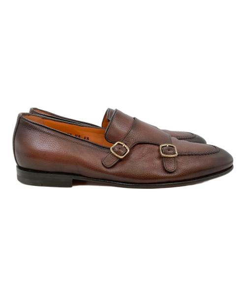 Santoni（サントーニ）Santoni (サントーニ) ダブルモンクストラップシューズ ブラウン サイズ:8 1/2の古着・服飾アイテム