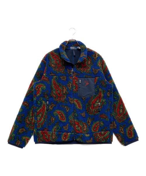 POLO RALPH LAUREN（ポロ・ラルフローレン）POLO RALPH LAUREN (ポロ・ラルフローレン) ペイズリーパイルフリースジャケット ブルー サイズ:Lの古着・服飾アイテム