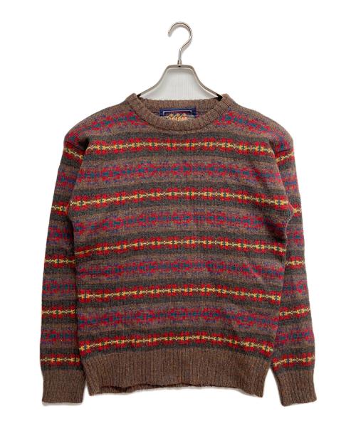 RALPH LAUREN（ラルフローレン）RALPH LAUREN (ラルフローレン) 総柄ニット ブラウン サイズ:Sの古着・服飾アイテム