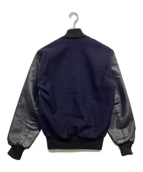 DeLong（デロング）delong (デロング) レザースリーブスタジャン ネイビー サイズ:XSの古着・服飾アイテム