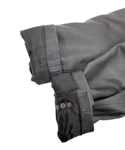 HERMES（エルメス）HERMES (エルメス) ディアスキンレザージャケット ブラック サイズ:50の古着・服飾アイテム