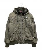ALPHAアルファ）の古着「フーデッドリブジャケット」｜グリーン