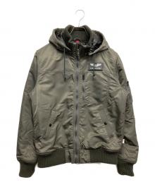 ALPHA（アルファ）の古着「フーデッドリブジャケット」｜グリーン