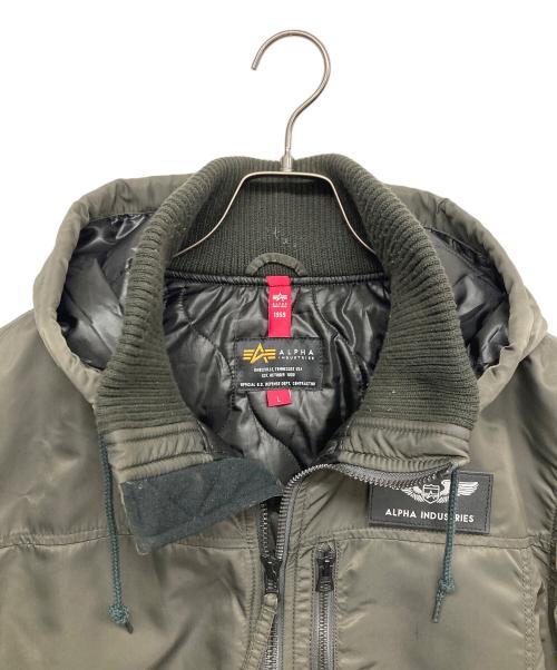ALPHA（アルファ）ALPHA (アルファ) フーデッドリブジャケット グリーン サイズ:Lの古着・服飾アイテム