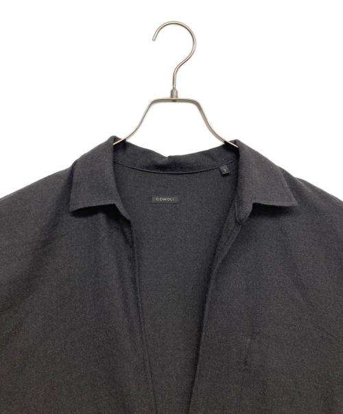 COMOLI（コモリ）COMOLI (コモリ) ウール ビエラ スキッパーシャツ ブラック サイズ:3の古着・服飾アイテム