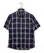 BURBERRY BLACK LABELバーバリーブラックレーベル）の古着「チェック半袖シャツ」｜ネイビー