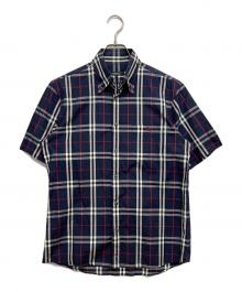 BURBERRY BLACK LABEL（バーバリーブラックレーベル）の古着「チェック半袖シャツ」｜ネイビー