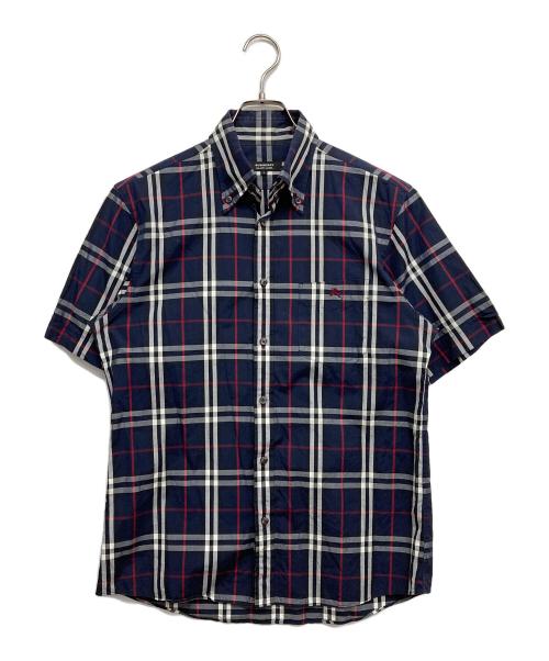 BURBERRY BLACK LABEL（バーバリーブラックレーベル）BURBERRY BLACK LABEL (バーバリーブラックレーベル) チェック半袖シャツ ネイビー サイズ:Mの古着・服飾アイテム