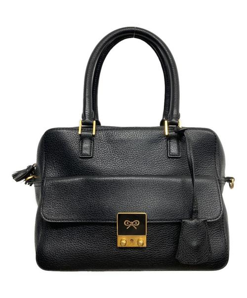 ANYA HINDMARCH（アニヤ・ハインドマーチ）ANYA HINDMARCH (アニヤ・ハインドマーチ) 2WAYショルダーバッグ ブラックの古着・服飾アイテム