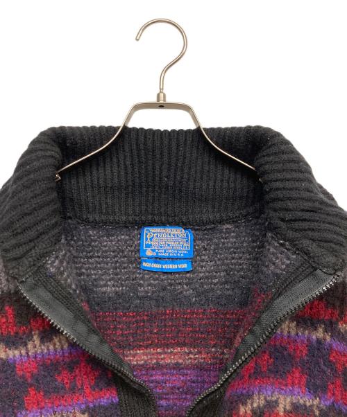 PENDLETON（ペンドルトン）PENDLETON (ペンドルトン) 70s ネイティブ柄ニットジャケット ネイビー サイズ:Lの古着・服飾アイテム