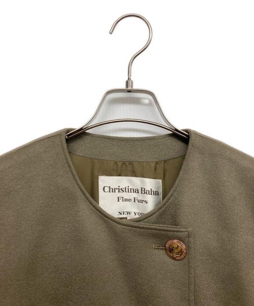 christina bahn（クリスティーナ バーン）christina bahn (クリスティーナ バーン) マフラー付カシミヤコート グリーン サイズ:10の古着・服飾アイテム