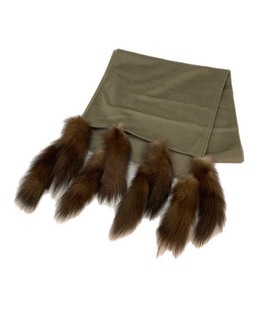 christina bahn（クリスティーナ バーン）christina bahn (クリスティーナ バーン) マフラー付カシミヤコート グリーン サイズ:10の古着・服飾アイテム