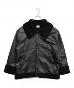 Editt by YECCA VECCAエディット バイ イェッカ ヴェッカ）の古着「ボアMIXフェイクレザージャケット」｜ブラック