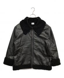 Editt by YECCA VECCA（エディット バイ イェッカ ヴェッカ）の古着「ボアMIXフェイクレザージャケット」｜ブラック