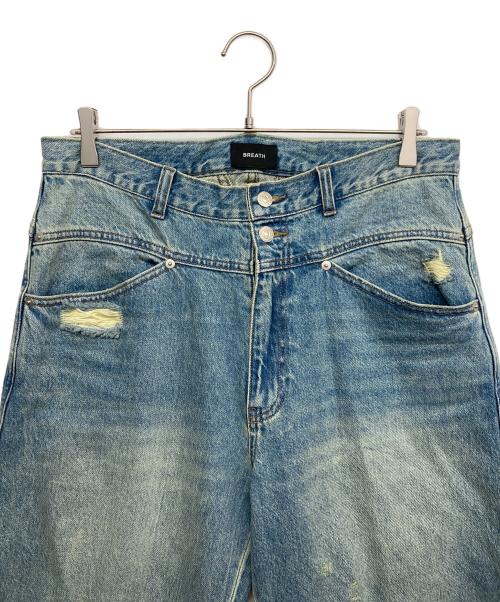 BREATH（ブレス）BREATH (ブレス) ダメージ加工ワイドデニムパンツ インディゴ サイズ:Lの古着・服飾アイテム
