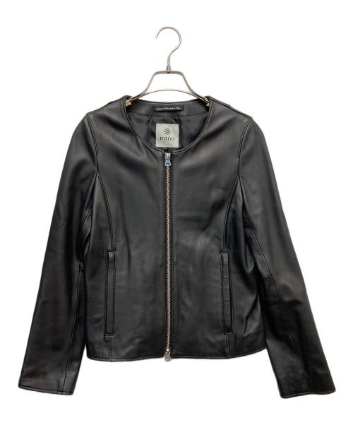 nano・universe（ナノ・ユニバース）nano・universe (ナノ・ユニバース) ラムレザージャケット ブラック サイズ:36の古着・服飾アイテム