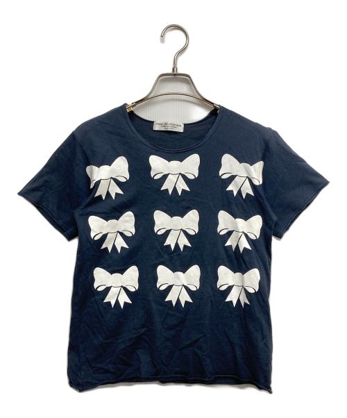 ROBE DE CHAMBRE COMME DES GARCONS（ローブドシャンブル コムデギャルソン）ROBE DE CHAMBRE COMME DES GARCONS (ローブドシャンブル コムデギャルソン) リボンイラスト半袖カットソー ネイビー サイズ:無しの古着・服飾アイテム