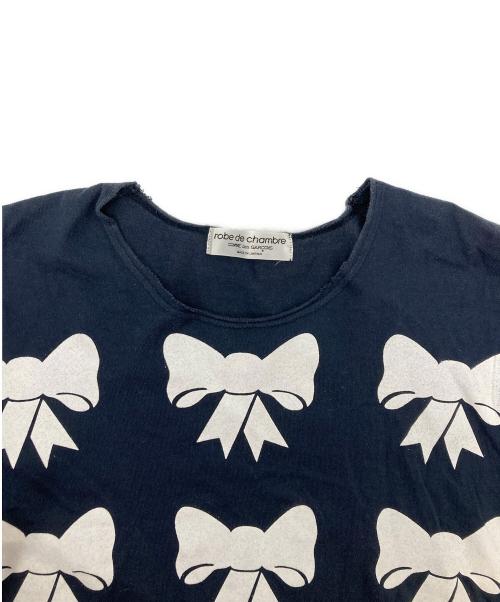 ROBE DE CHAMBRE COMME DES GARCONS（ローブドシャンブル コムデギャルソン）ROBE DE CHAMBRE COMME DES GARCONS (ローブドシャンブル コムデギャルソン) リボンイラスト半袖カットソー ネイビー サイズ:無しの古着・服飾アイテム