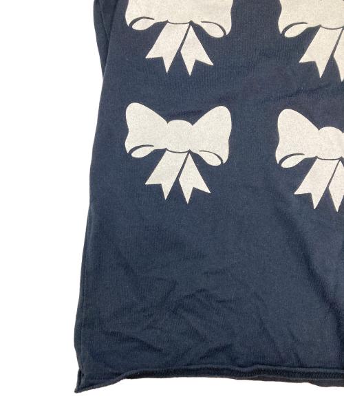 ROBE DE CHAMBRE COMME DES GARCONS（ローブドシャンブル コムデギャルソン）ROBE DE CHAMBRE COMME DES GARCONS (ローブドシャンブル コムデギャルソン) リボンイラスト半袖カットソー ネイビー サイズ:無しの古着・服飾アイテム