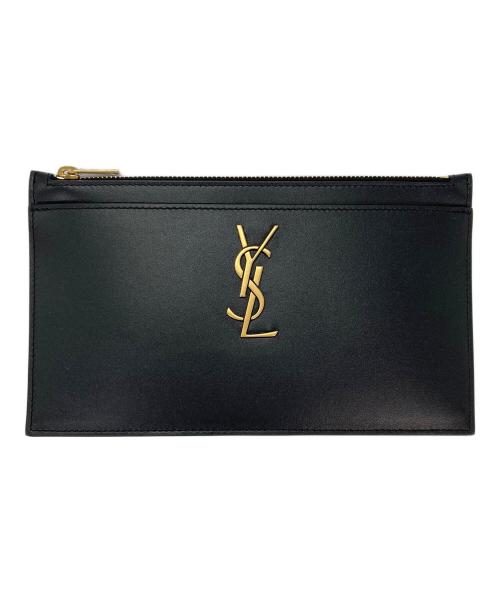 Saint Laurent Paris（サンローランパリ）Saint Laurent Paris (サンローランパリ) ロゴレザージップポーチ ブラックの古着・服飾アイテム