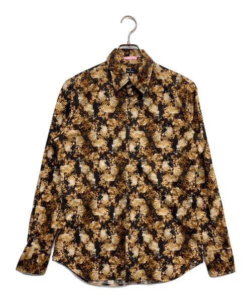 PS Paul Smith（ＰＳポールスミス）PS Paul Smith (ＰＳポールスミス) 総柄長袖シャツ ブラウン サイズ:Mの古着・服飾アイテム