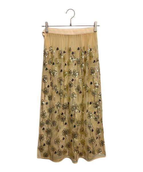 MACPHEE（マカフィー）MACPHEE (マカフィー) メッシュスパンコール ラップスカート イエロー サイズ:36の古着・服飾アイテム