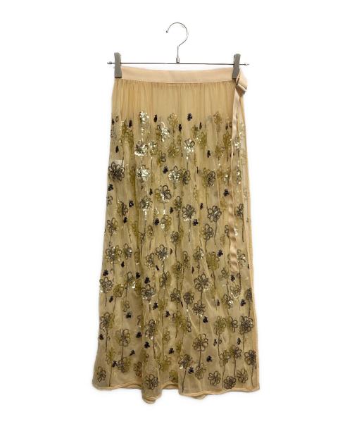 MACPHEE（マカフィー）MACPHEE (マカフィー) メッシュスパンコール ラップスカート イエロー サイズ:36の古着・服飾アイテム