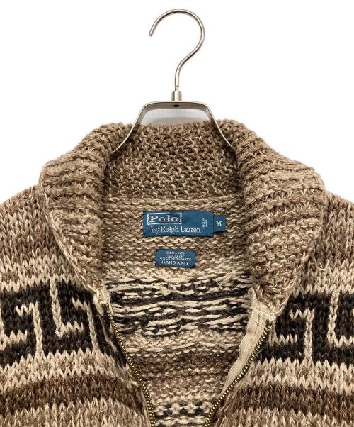 POLO RALPH LAUREN（ポロ・ラルフローレン）POLO RALPH LAUREN (ポロ・ラルフローレン) リネンヘンプカウチンニット ブラウン サイズ:Mの古着・服飾アイテム