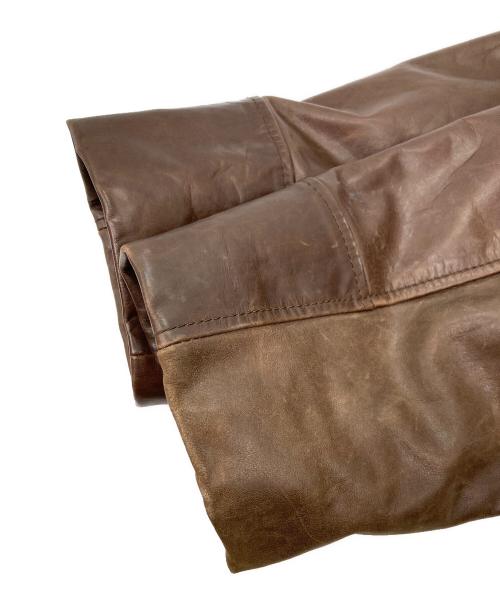 FACONNABLE（ファソナブル）FACONNABLE (ファソナブル) スポーツジャケットタイプレザージャケット ブラウン サイズ:XXLの古着・服飾アイテム