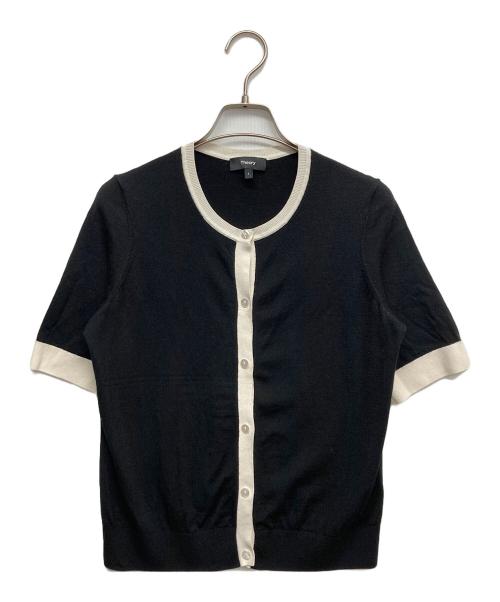 theory（セオリー）theory (セオリー) Regal Wool Silk Trim Cardi ブラック サイズ:Sの古着・服飾アイテム