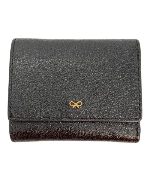 ANYA HINDMARCH（アニヤ・ハインドマーチ）ANYA HINDMARCH (アニヤ・ハインドマーチ) アイズ3つ折り財布 ブラックの古着・服飾アイテム
