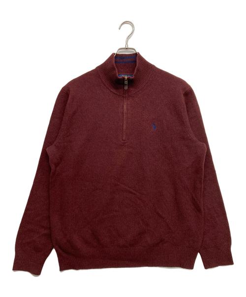 POLO RALPH LAUREN（ポロ・ラルフローレン）POLO RALPH LAUREN (ポロ・ラルフローレン) カシミヤ混ハーフジップアップニット レッド サイズ:Lの古着・服飾アイテム