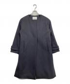 green label relaxingグリーンレーベルリラクシング）の古着「アンゴラビーバー スリット ノーカラー コート」｜グレー