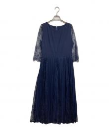 DRESS（ドレス）の古着「レースシフォンドッキングワンピース パーティードレス」｜ネイビー