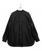 MARKAWAREマーカウェア）の古着「COMFORT FIT BANDCOLLAR SHIRT ORGANIC WOOL CIRCULAR」｜ブラック