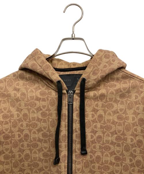 COACH（コーチ）COACH (コーチ) Champion (チャンピオン) スーパー フリース シグネチャー ジップ フーディー ブラウン サイズ:XSの古着・服飾アイテム