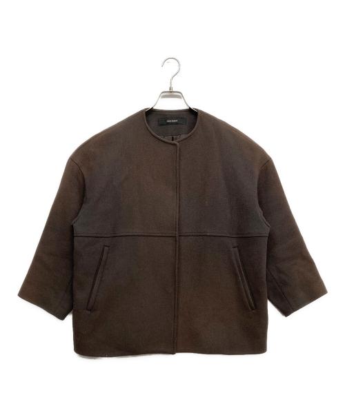 JOURNAL STANDARD（ジャーナルスタンダード）JOURNAL STANDARD (ジャーナルスタンダード) スーパー140ビーバーノーカラーショートコート ブラウン サイズ:Sの古着・服飾アイテム