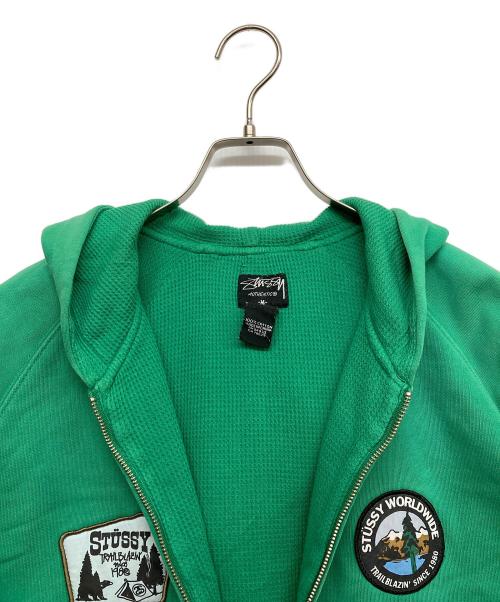 stussy（ステューシー）stussy (ステューシー) ジップアップパーカー グリーン サイズ:Mの古着・服飾アイテム
