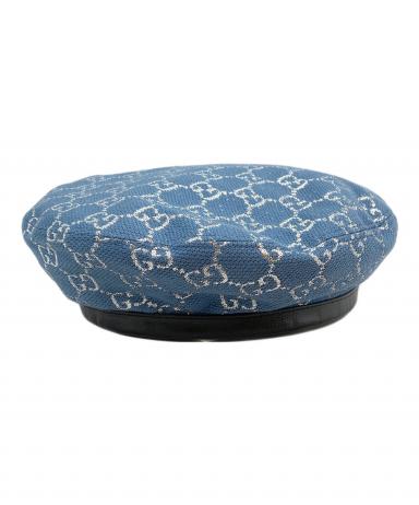 中古・古着通販】GUCCI (グッチ) GGラメ ベレーハット ブルー サイズ