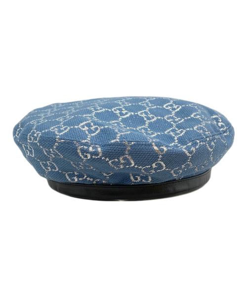 GUCCI（グッチ）GUCCI (グッチ) GGラメ ベレーハット ブルー サイズ:56㎝の古着・服飾アイテム