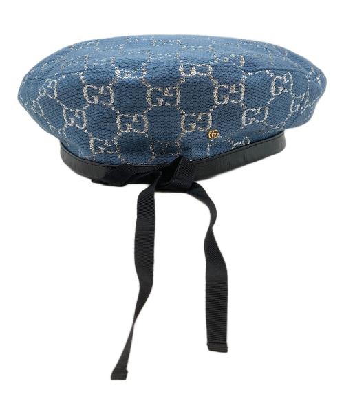 GUCCI（グッチ）GUCCI (グッチ) GGラメ ベレーハット ブルー サイズ:56㎝の古着・服飾アイテム