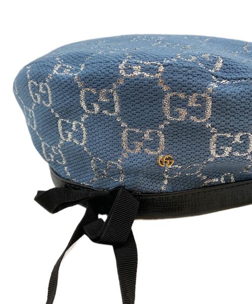 GUCCI（グッチ）GUCCI (グッチ) GGラメ ベレーハット ブルー サイズ:56㎝の古着・服飾アイテム