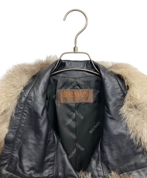 BALMAIN（バルマン）BALMAIN (バルマン) ファー付ラムレザーコート ブラック サイズ:11の古着・服飾アイテム