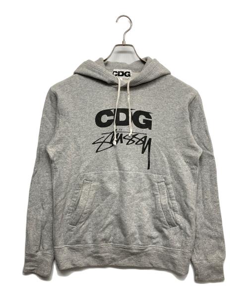 CDG（シーディージー）CDG (シーディージー) stussy (ステューシー) HOODED SWEATSHIRT グレー サイズ:Lの古着・服飾アイテム