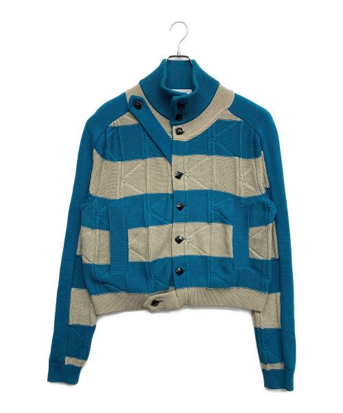KIKO KOSTADINOV（キコ・コスタディノフ）KIKO KOSTADINOV (キコ・コスタディノフ) Merli Twinset Cardigan ブルー×ベージュ サイズ:48の古着・服飾アイテム